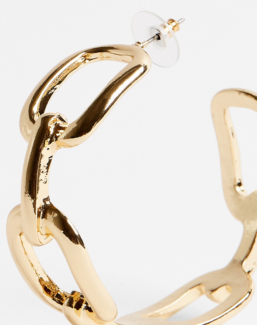 ASOS DESIGN statement hoop earrings in oversized open chain design in gold available at ASOS | ASOS Style Feed