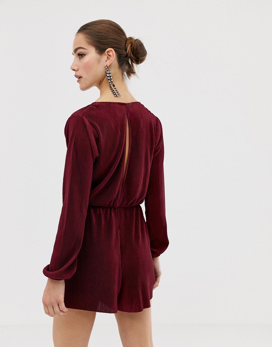 asos DESIGN Petite - Combishort cache-cœur et plissé