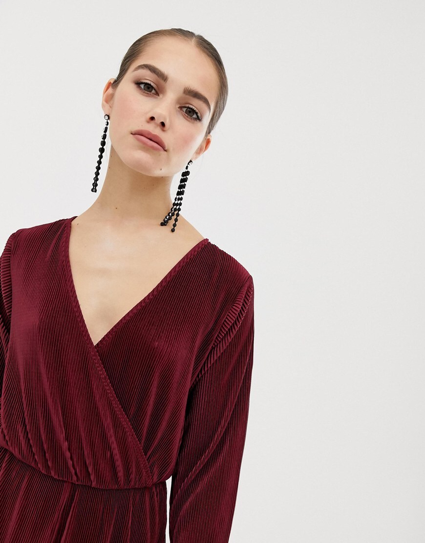 ASOS DESIGN Petite - Combishort cache-cœur et plissé