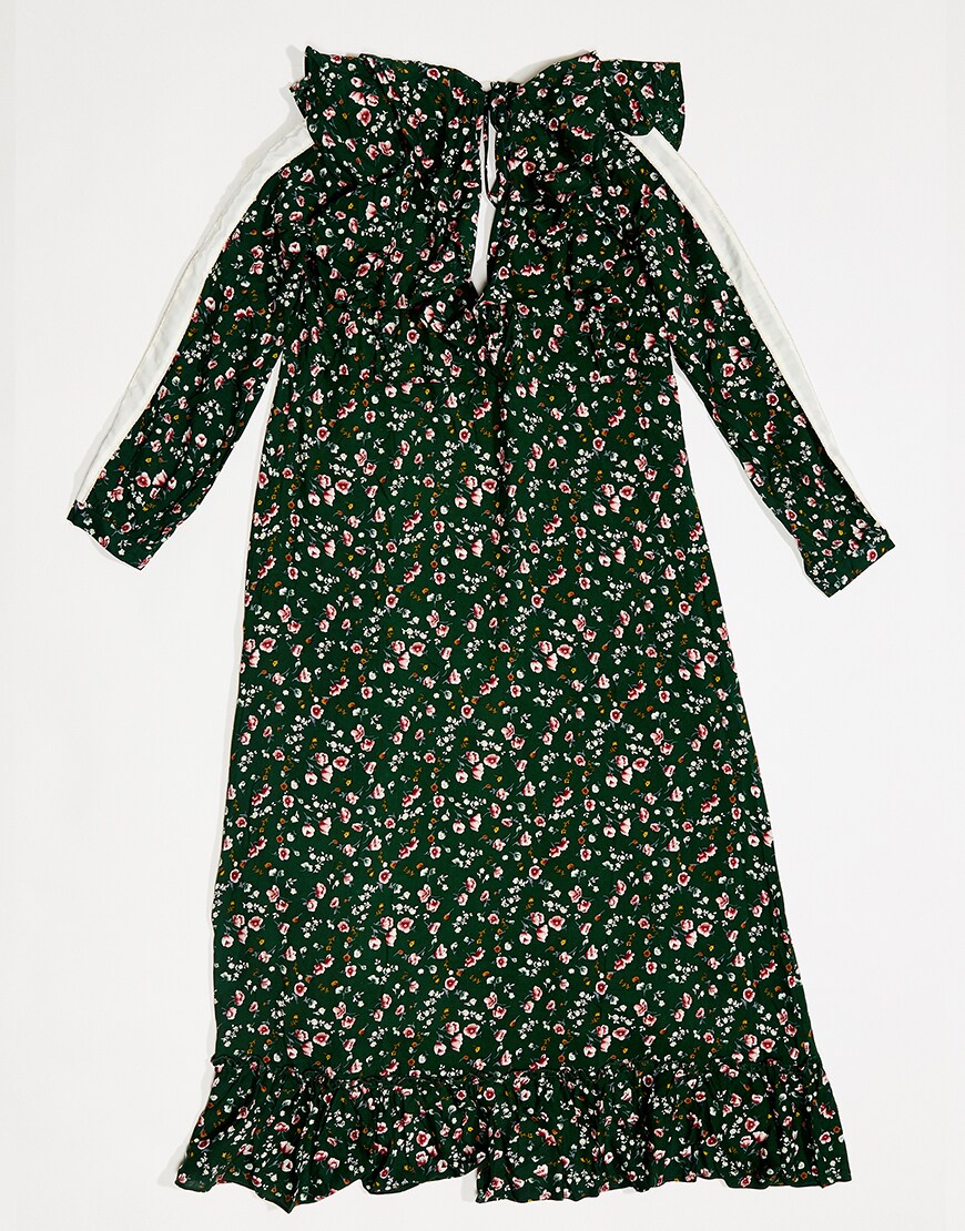 Ghospell floral print midi dress in green | ASOS Fashion & Beauty Feed