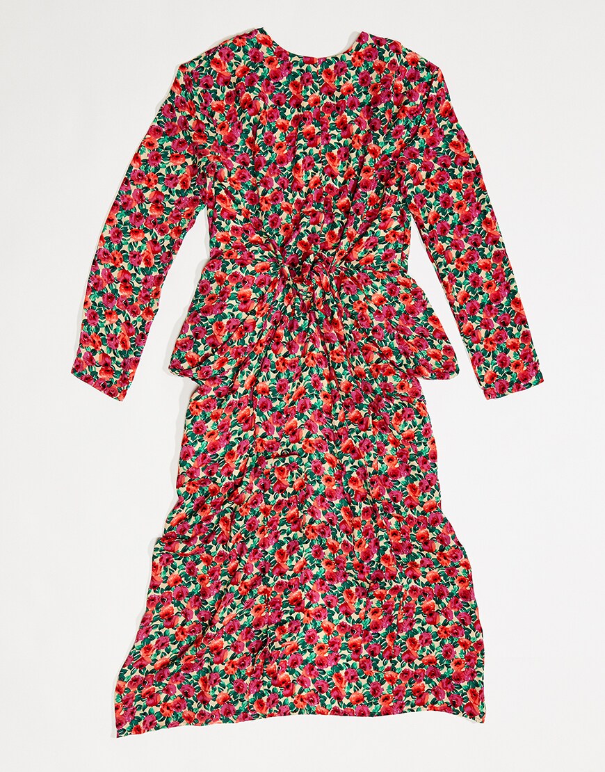 Ghospell floral print midi dress in red | ASOS Fashion & Beauty Feed