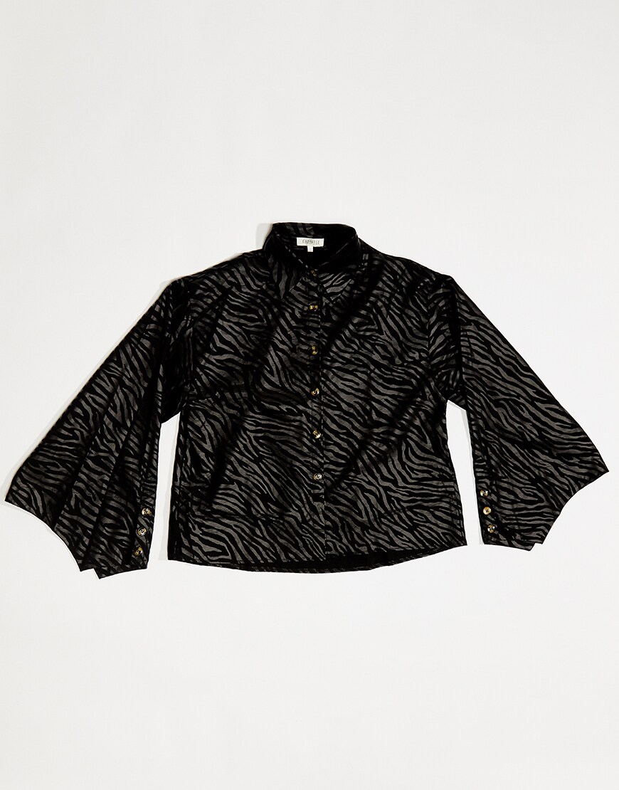 Ghospell zebra print shirt with volume sleeves | ASOS Fashion & Beauty Feed