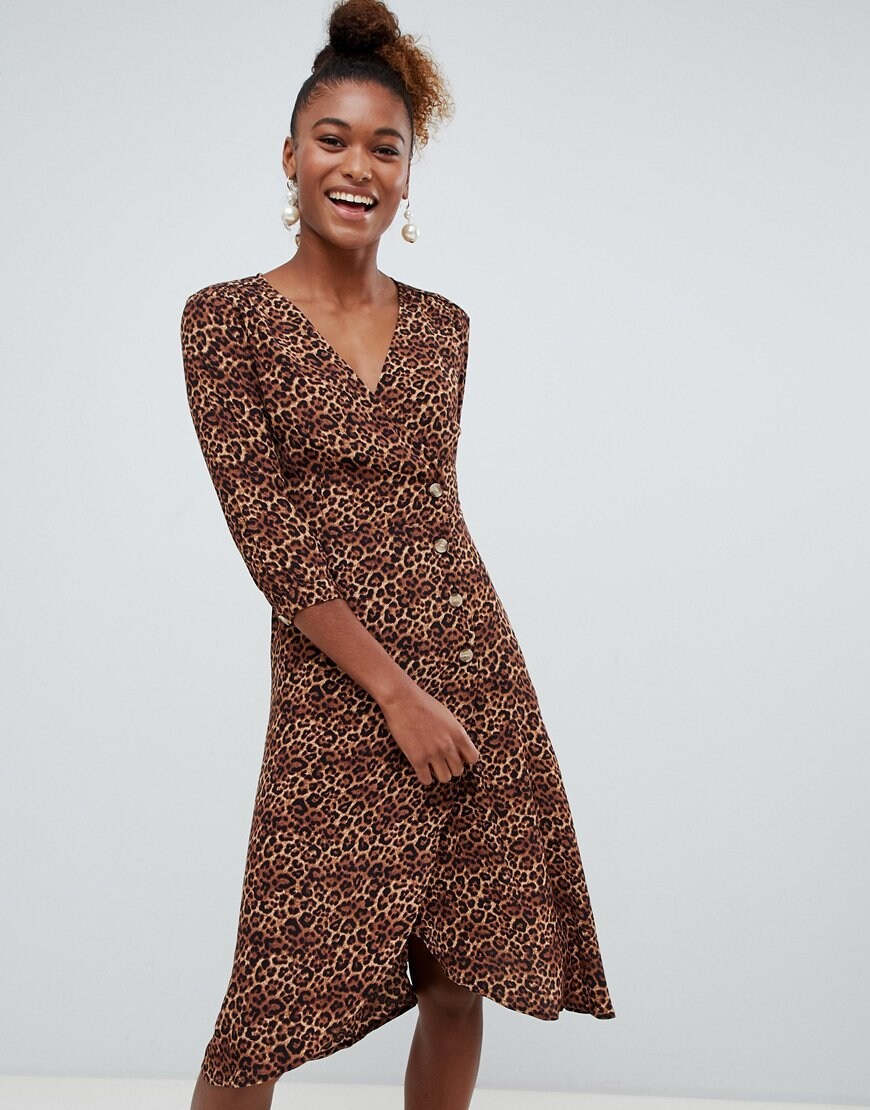 Monki leopard print wrap dress | ASOS Style Feed