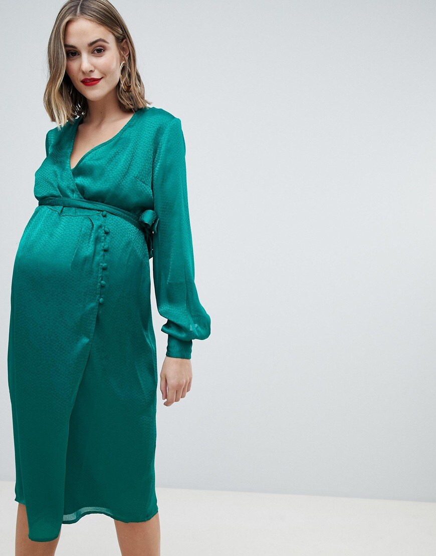 ASOS DESIGN Maternity button-through midi dress | ASOS Style Feed
