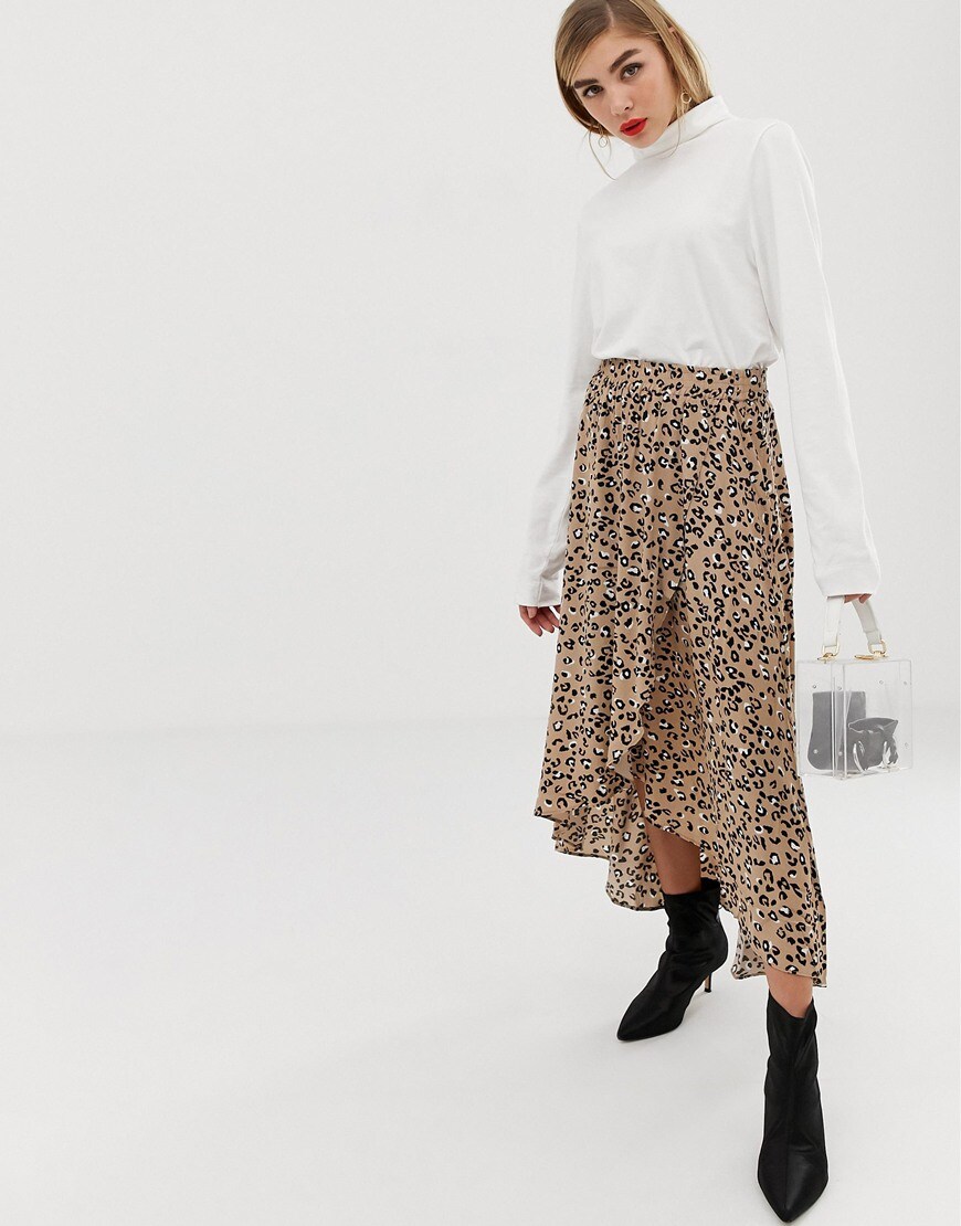 mByM leopard print wrap midi skirt | ASOS Style Feed