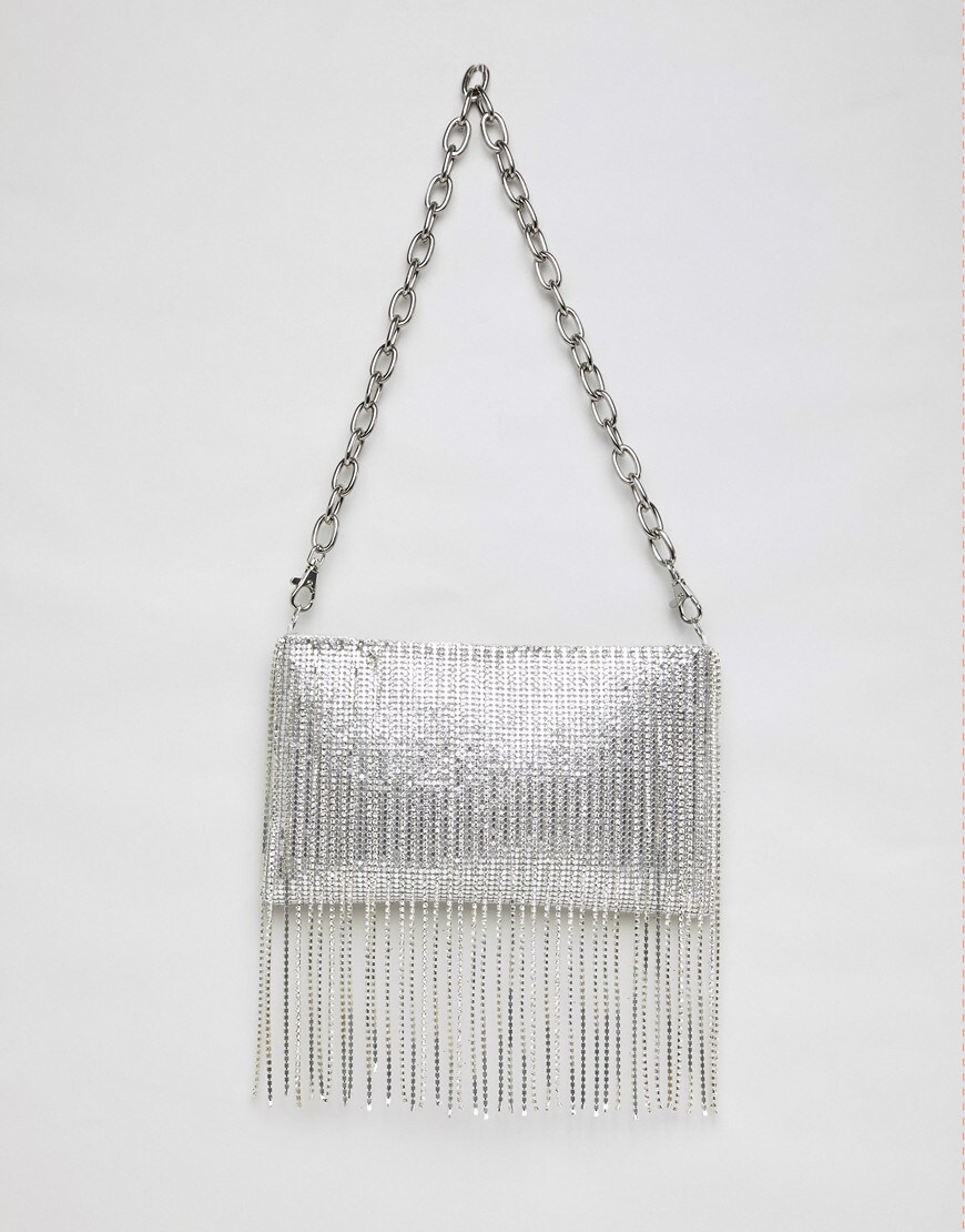 ASOS DESIGN 90s chainmail fringe shoulder bag with detachable strap | ASOS Style Feed