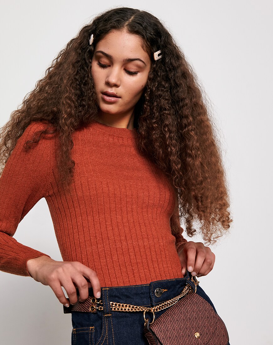 Brown knit and wide-leg jeans available at ASOS | ASOS Style Feed