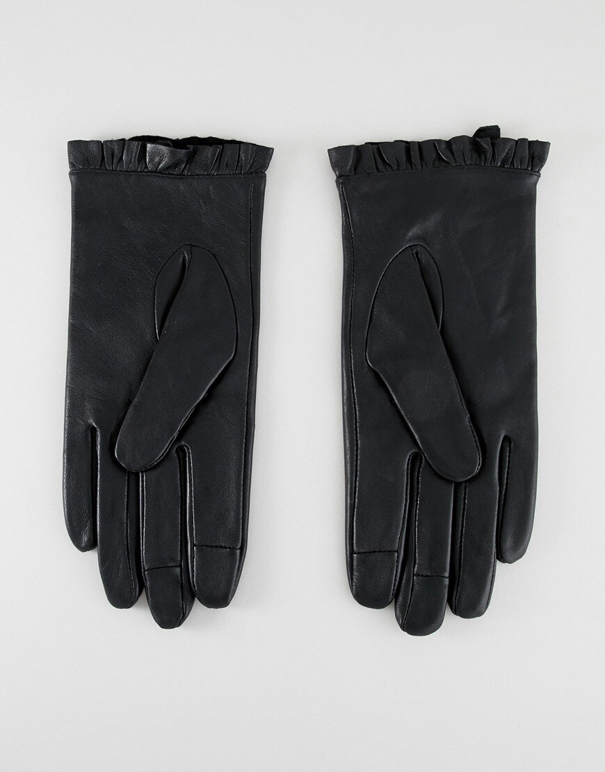 ASOS DESIGN leather ruffle gloves | ASOS Fashion & Beauty Feed