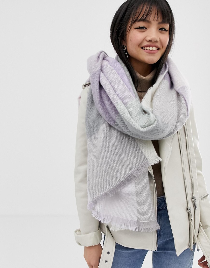 New Look lilac check scarf | ASOS Fashion & Beauty Feed