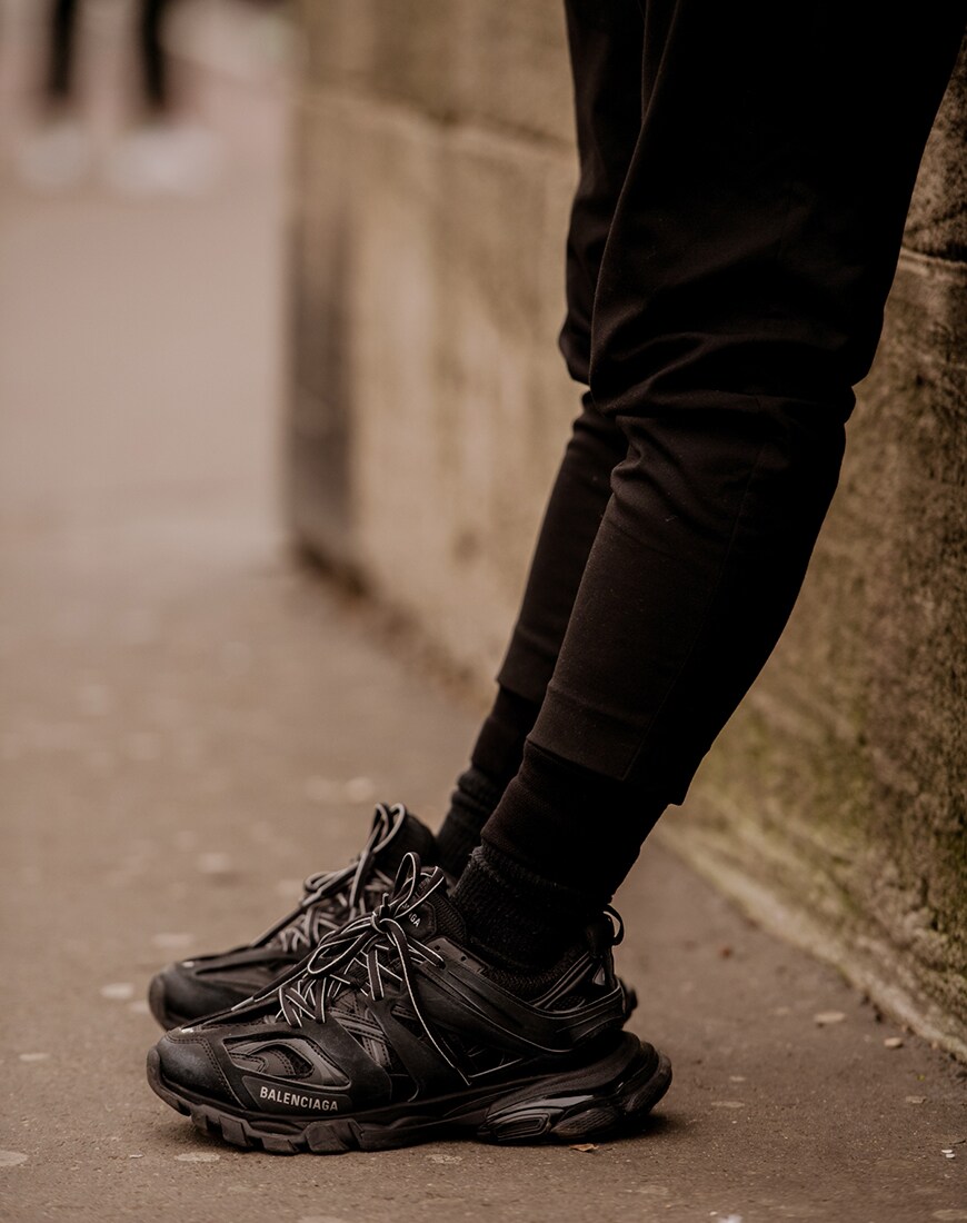 A street style picture of the Balenciaga track sneaker | ASOS Style Feed