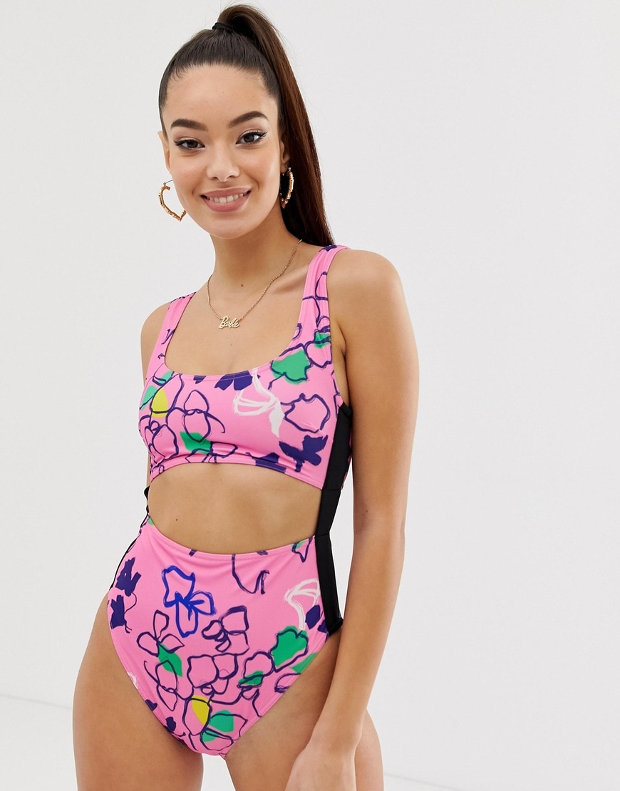 ASOS DESIGN recycled floral sketch print swimsuit | ASOS Fashion & Beauty Feed