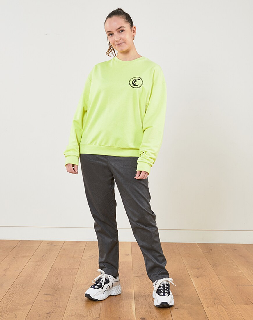 ASOS DESIGN sweatshirt in washed neon with slogan print available at ASOS | ASOS Style Feed