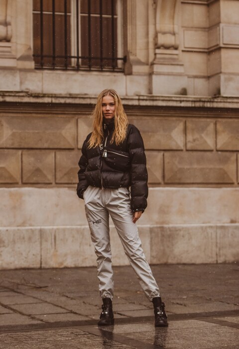 silver sports pants