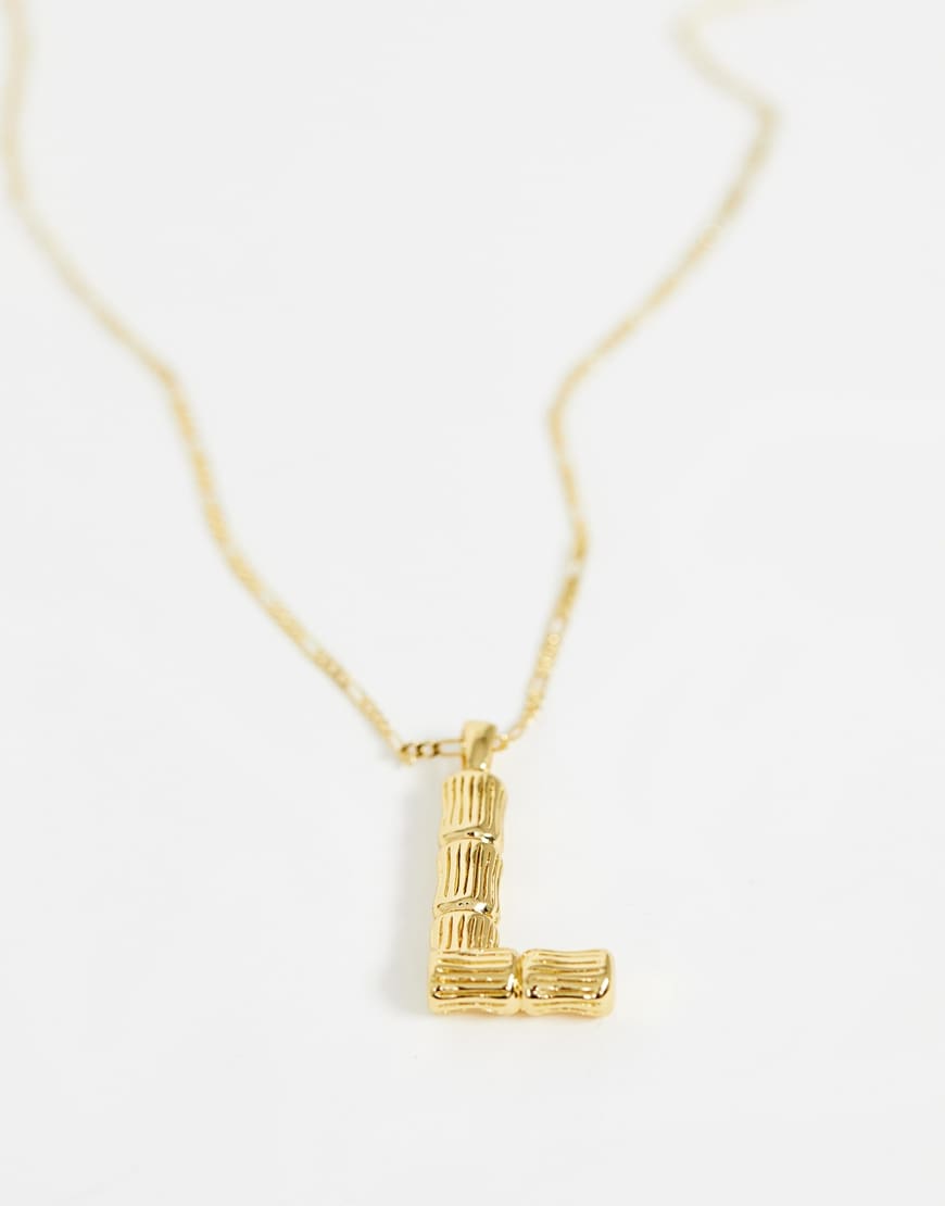 ASOS DESIGN gold plated necklace with vintage style textured 'L' initial pendant available at ASOS | ASOS Style Feed