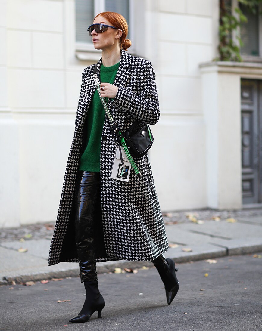Street style look of a houndstooth coat | ASOS Style Feed