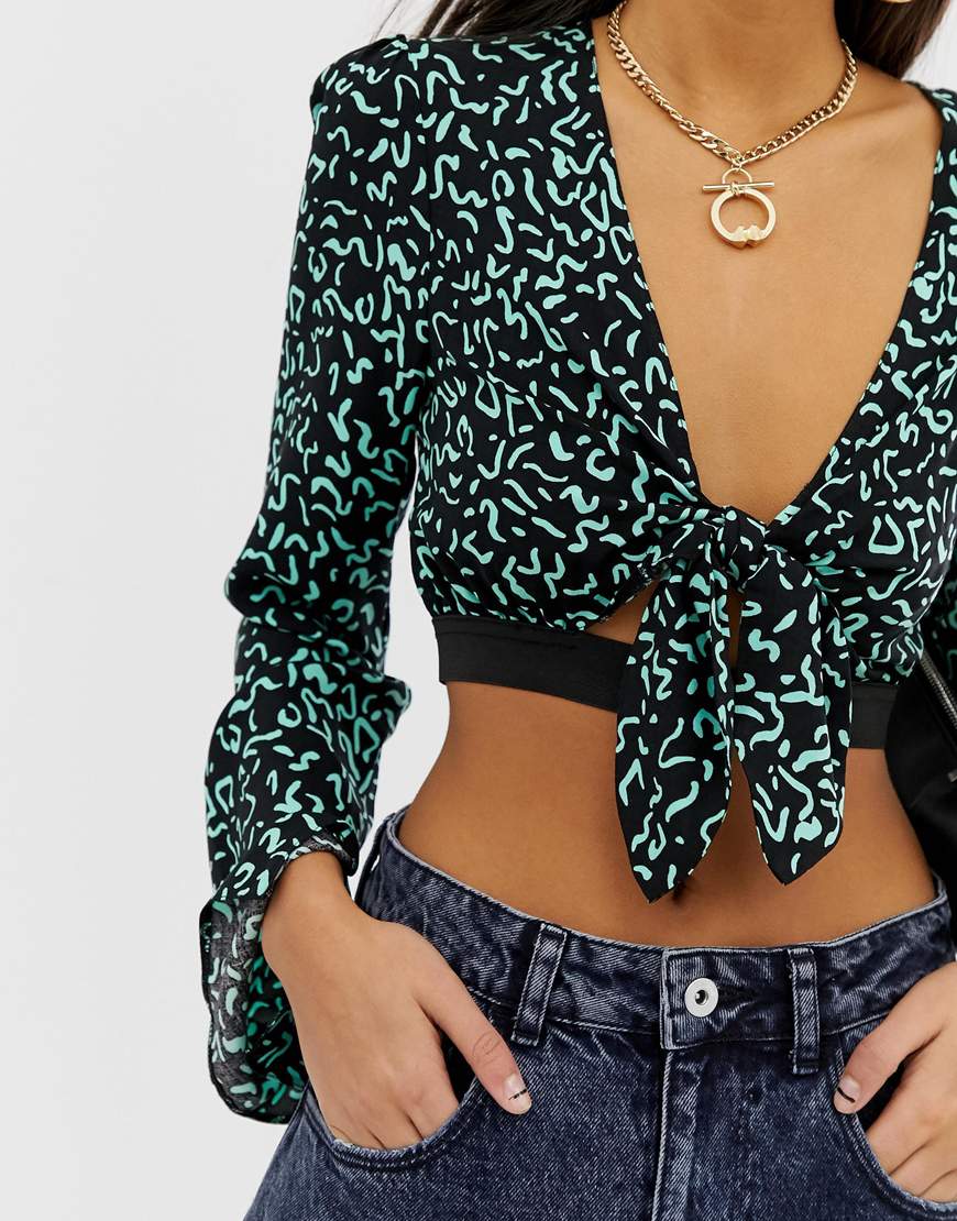 COLLUSION printed tie front top | ASOS Fashion & Beauty Feed