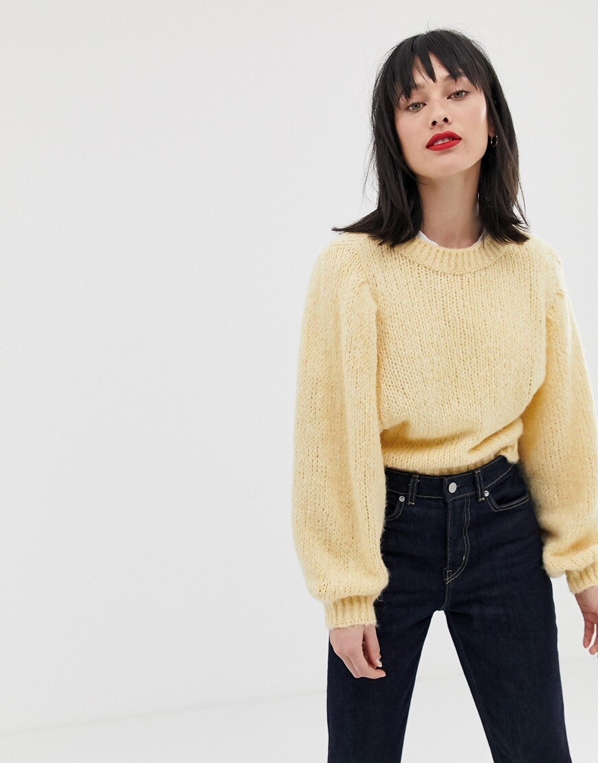 ASOS DESIGN - Pull en maille luxueuse à manches volumineuses