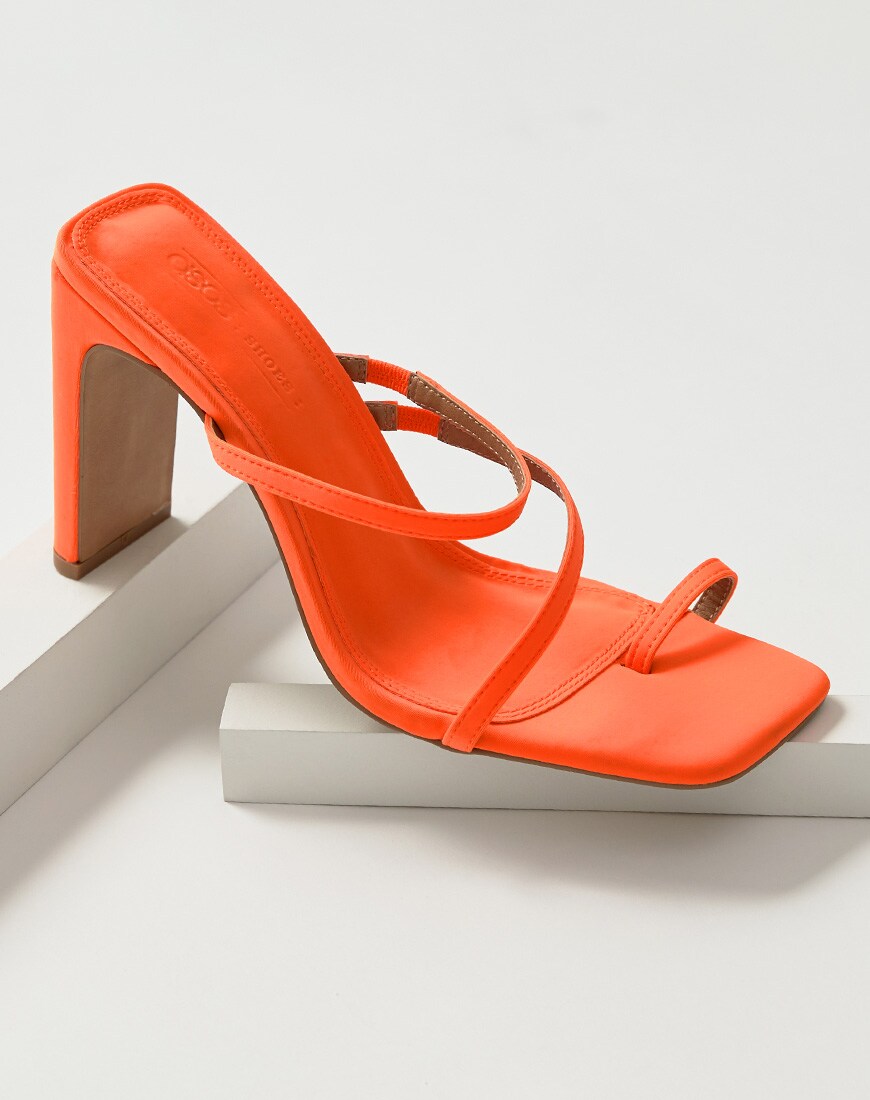Neon orange high heel sandal available at ASOS | ASOS Style Fees