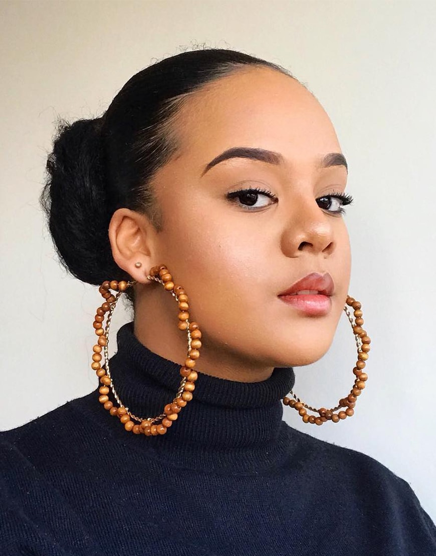 ASOS DESIGN - Grandes créoles torsadées ornées de perles en bois - Doré
