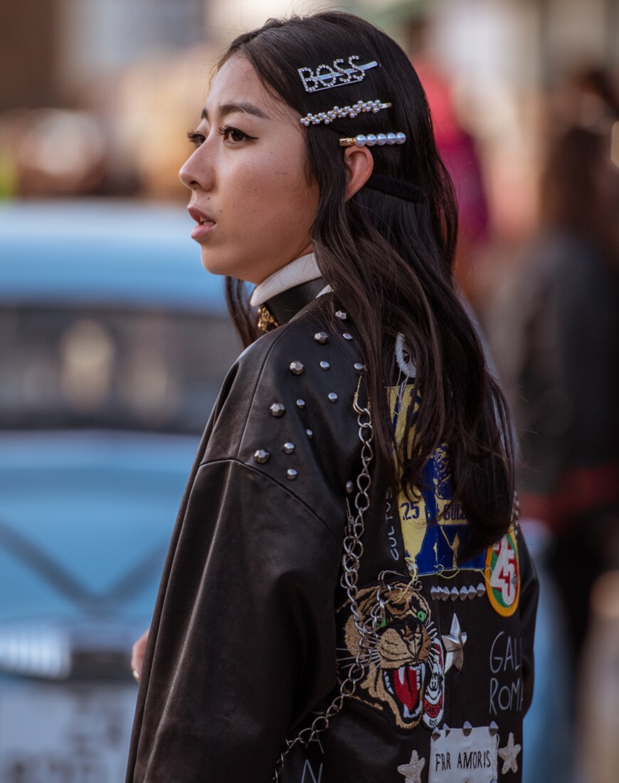 Street style image of a woman wearing hair clips | ASOS Style Feed