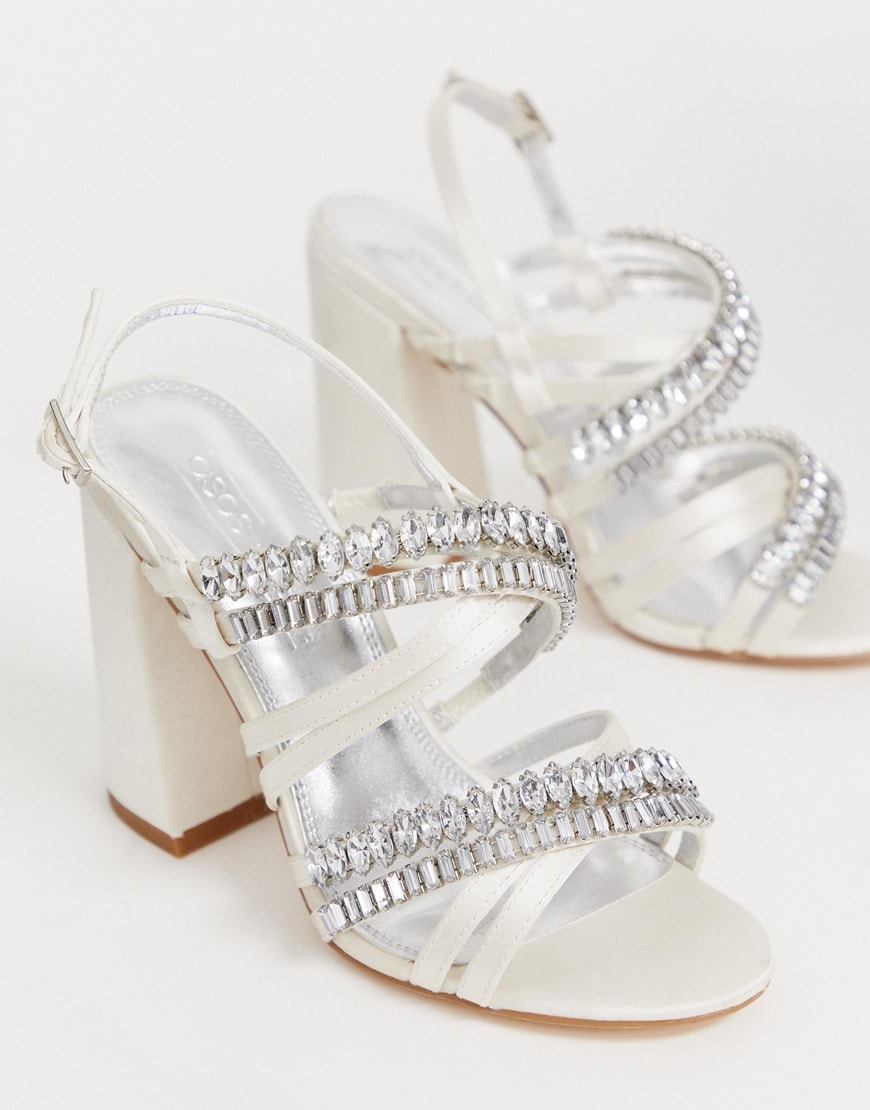 ASOS DESIGN Honeymoon embellished block heeled sandals | ASOS Style Feed