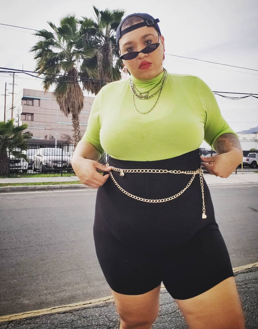 ASOS Insider Jazzmyne wears neon top and legging shorts | ASOS Style Feed