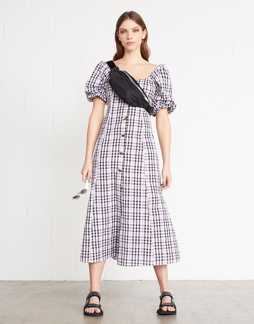 Model wearing gingham milkmaid dress available on ASOS | ASOS Style Feed