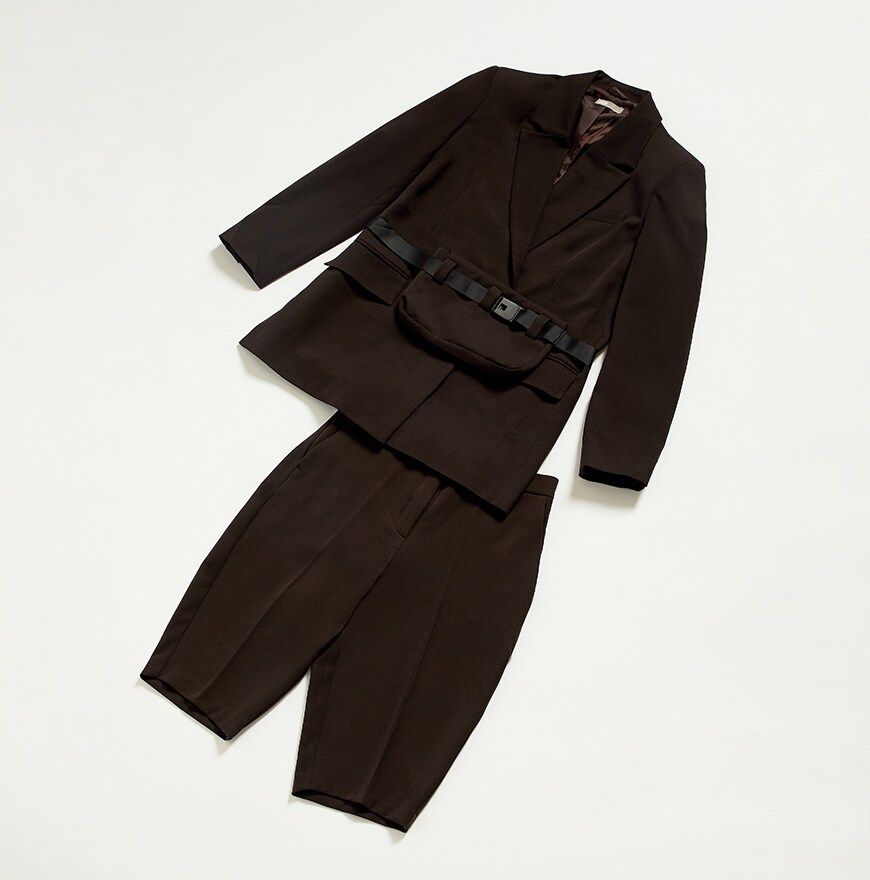 ASOS DESIGN dad suit blazer in chocolate brown with bumbag | ASOS Style Feed