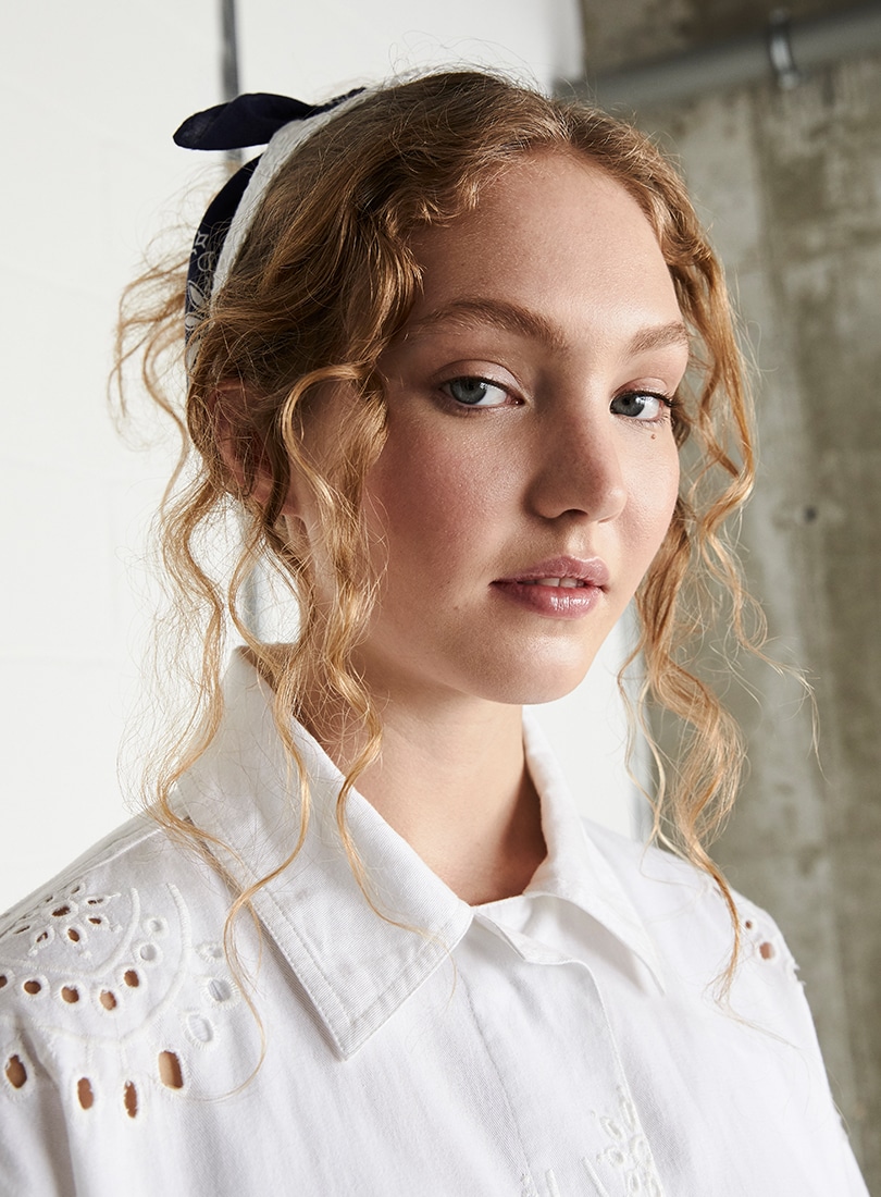 Model wearing white broderie shirt | ASOS Style Feed