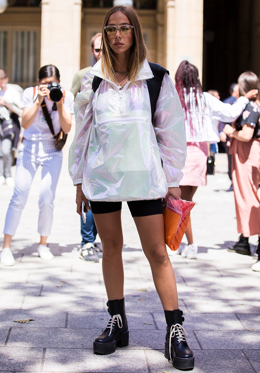 Picture of a woman in a sporty jacket and shorts | ASOS StTyle Feed
