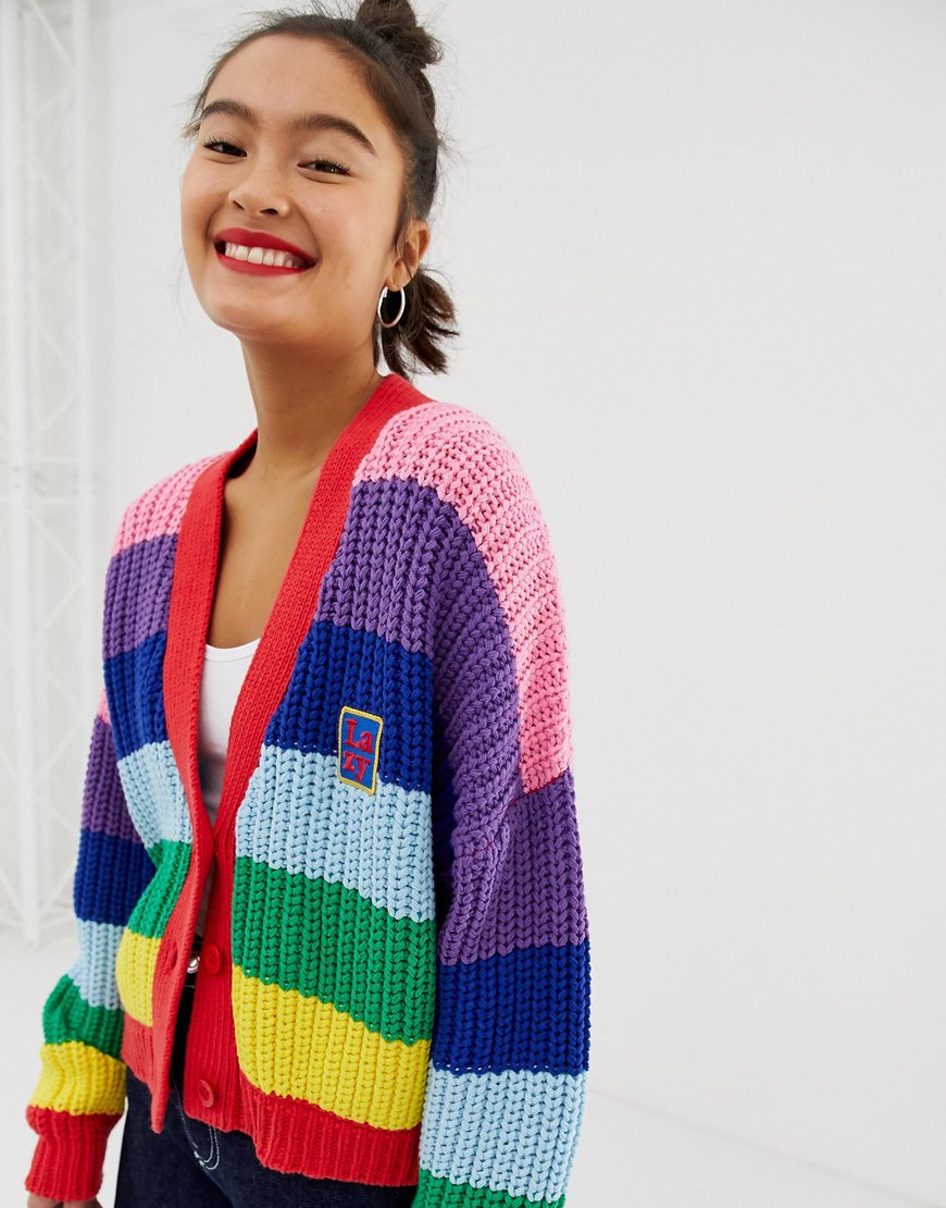 Lazy Oaf rainbow-knit cardigan | ASOS Style Feed