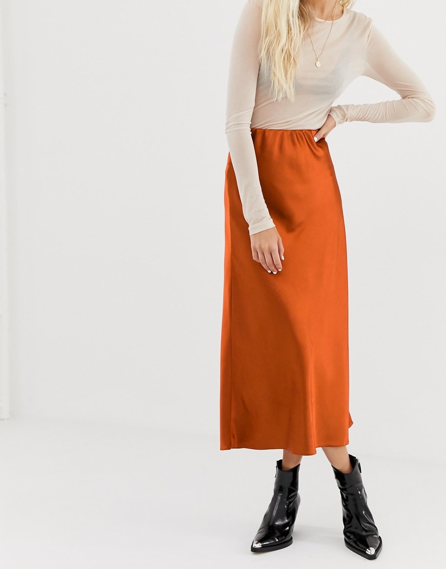 New Look satin bias-cut skirt | ASOS Style Feed