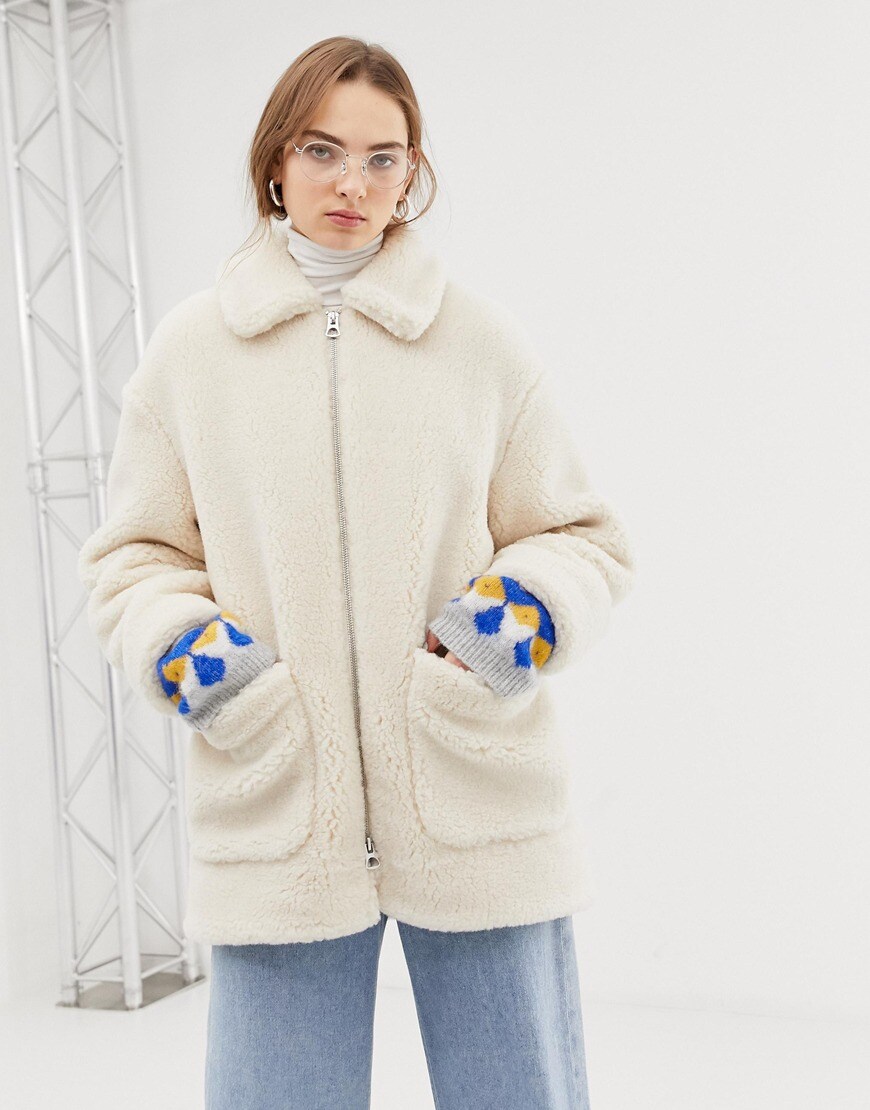 weekday borg teddy coat
