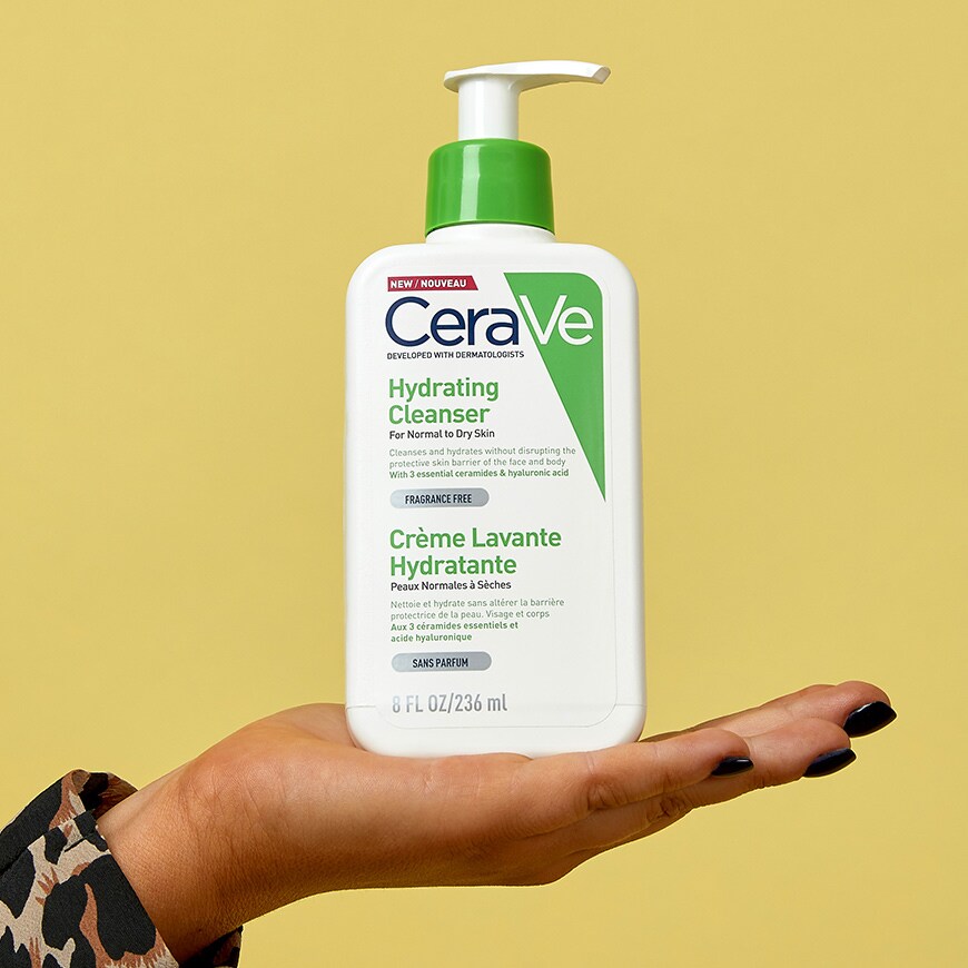 An image of CeraVe hydrating hyaluronic acid plumping cleanser for normal to dry skin, available on ASOS