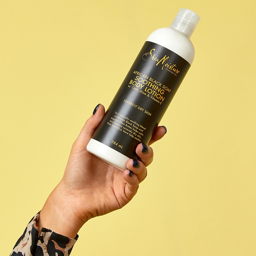 An image of Shea Moisture African black soap soothing body lotion, available on ASOS