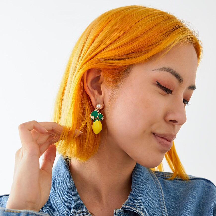 An ASOSer wearing a lemon earring | ASOS Style Feed