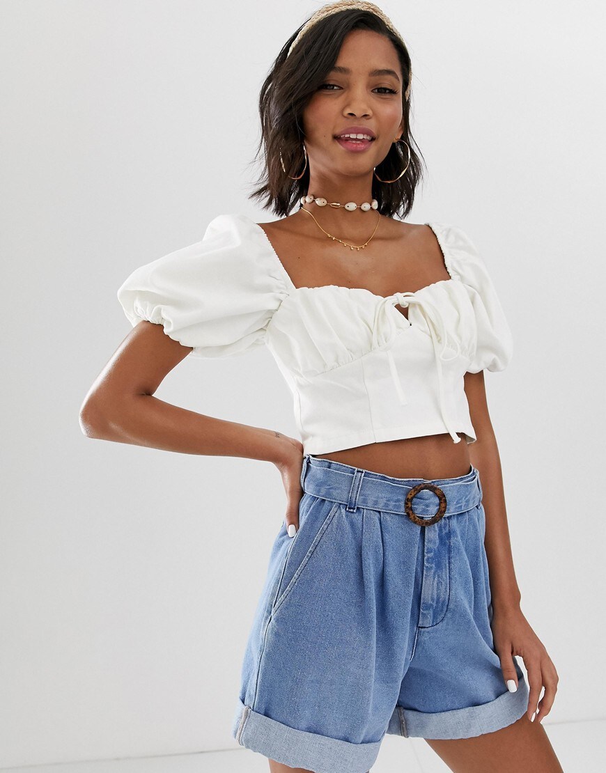 ASOS DESIGN denim milkmaid top | ASOS Style Feed