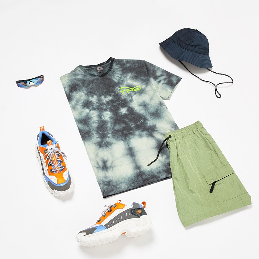 A camo and shorts flat lay | ASOS Style Feed