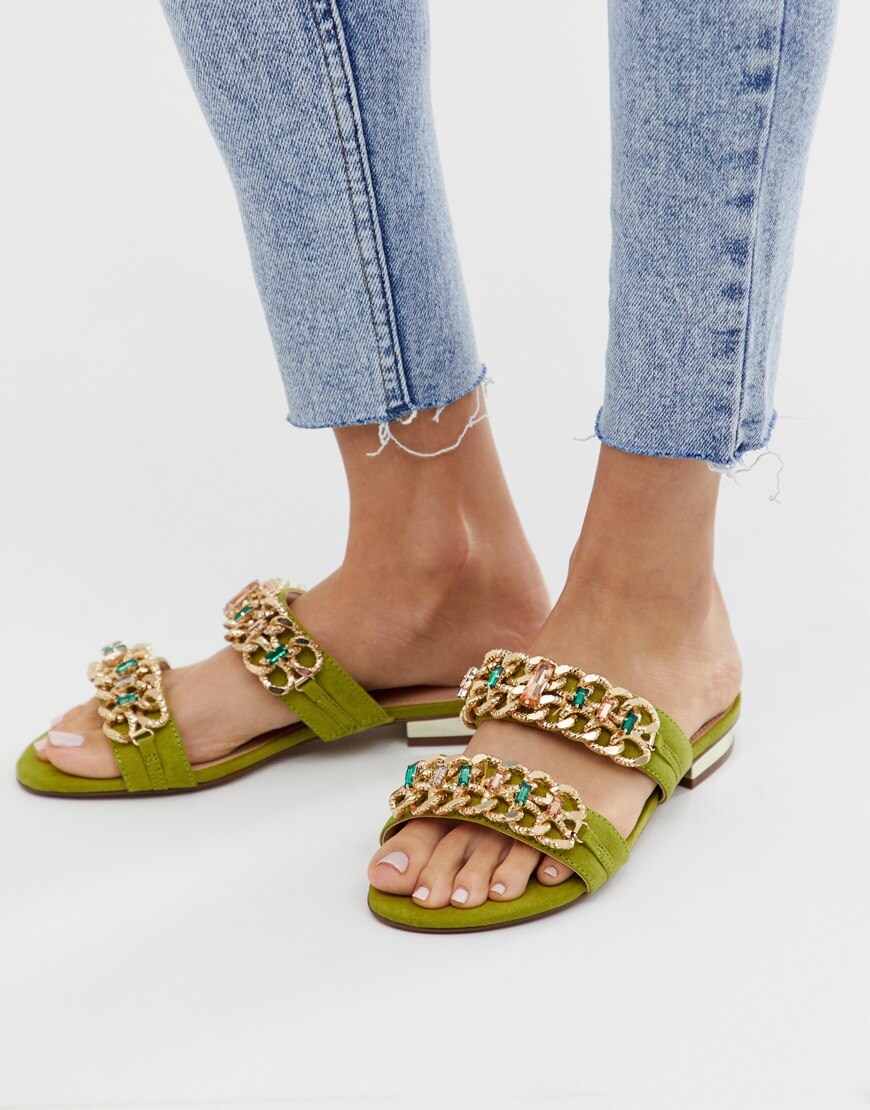 ASOS DESIGN leather sandals in textured stone leather with contrast black  sole | ASOS