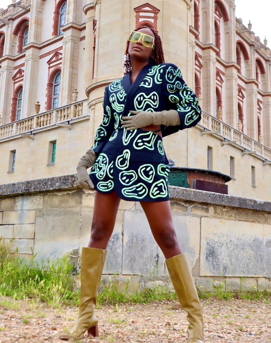 Reworked vintage acid smiley blazer and skirt set | ASOS Style Feed