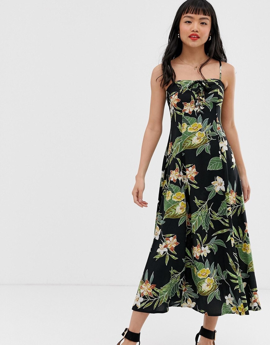 ASOS DESIGN Petite cami maxi dress in tropical print | ASOS Style Feed