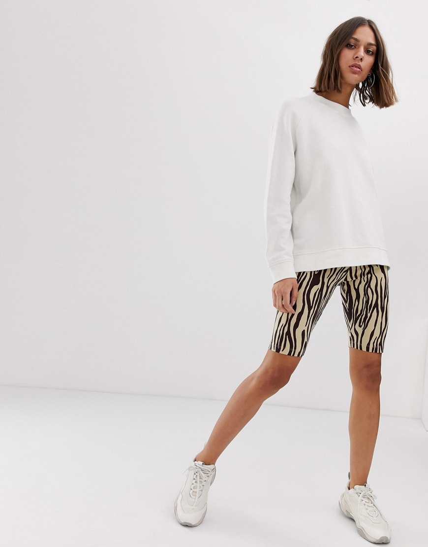 Weekday zebra print legging shorts in beige | ASOS Style Feed