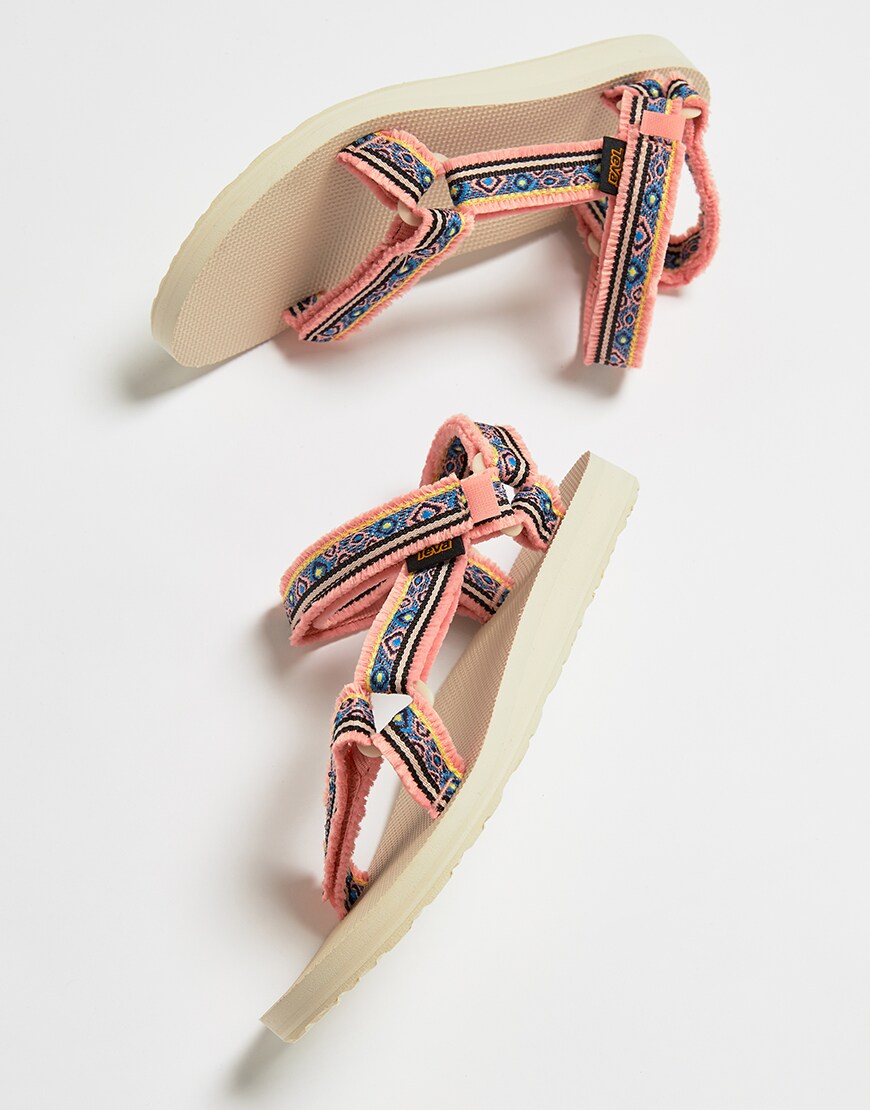 Teva Original Universal sandals geometric pink fringe | ASOS Style Feed