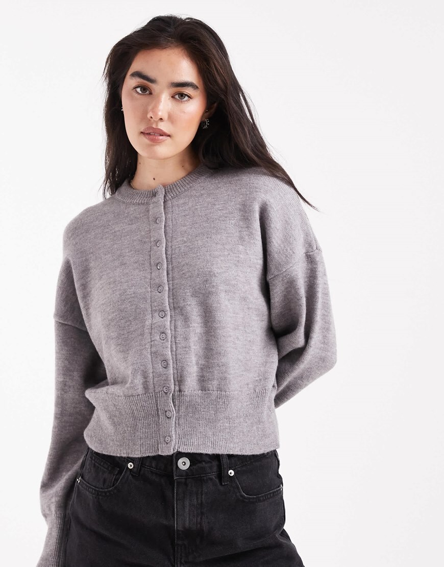 Daisy Street fitted waist cardigan in school grey | ASOS Style Feed