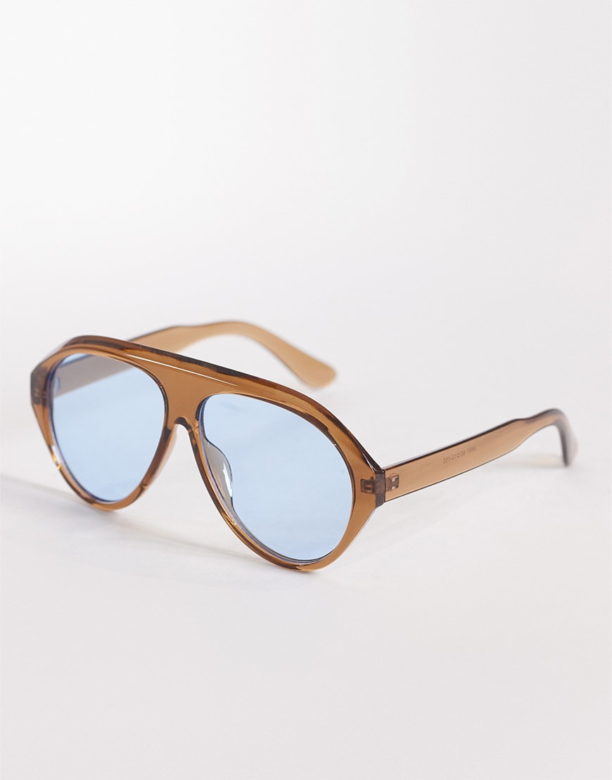 Kaiia blue lens aviator sunglasses  | ASOS Style Feed