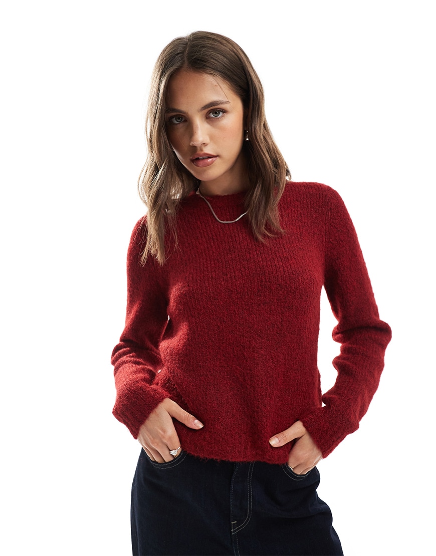 model wearing Vero Moda red jumper | ASOS Style Feed