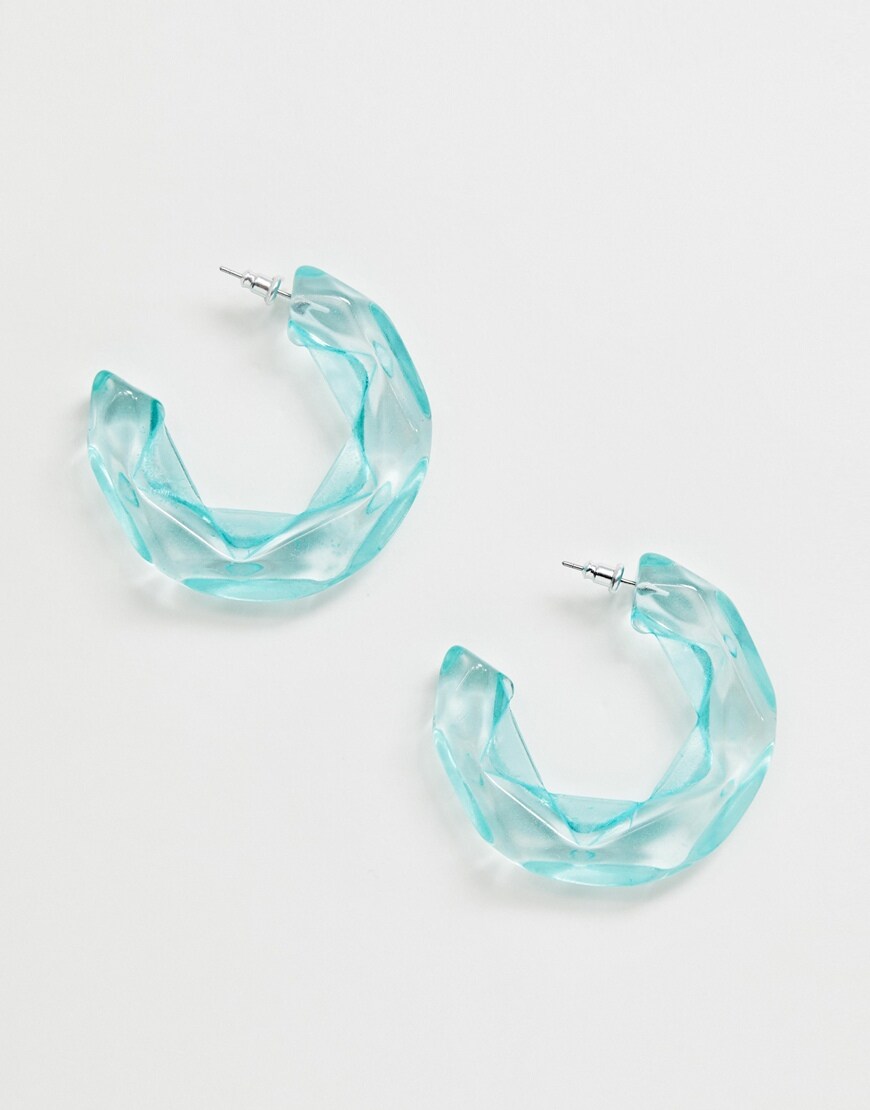 ASOS DESIGN blue resin hoop earrings | ASOS Style Feed