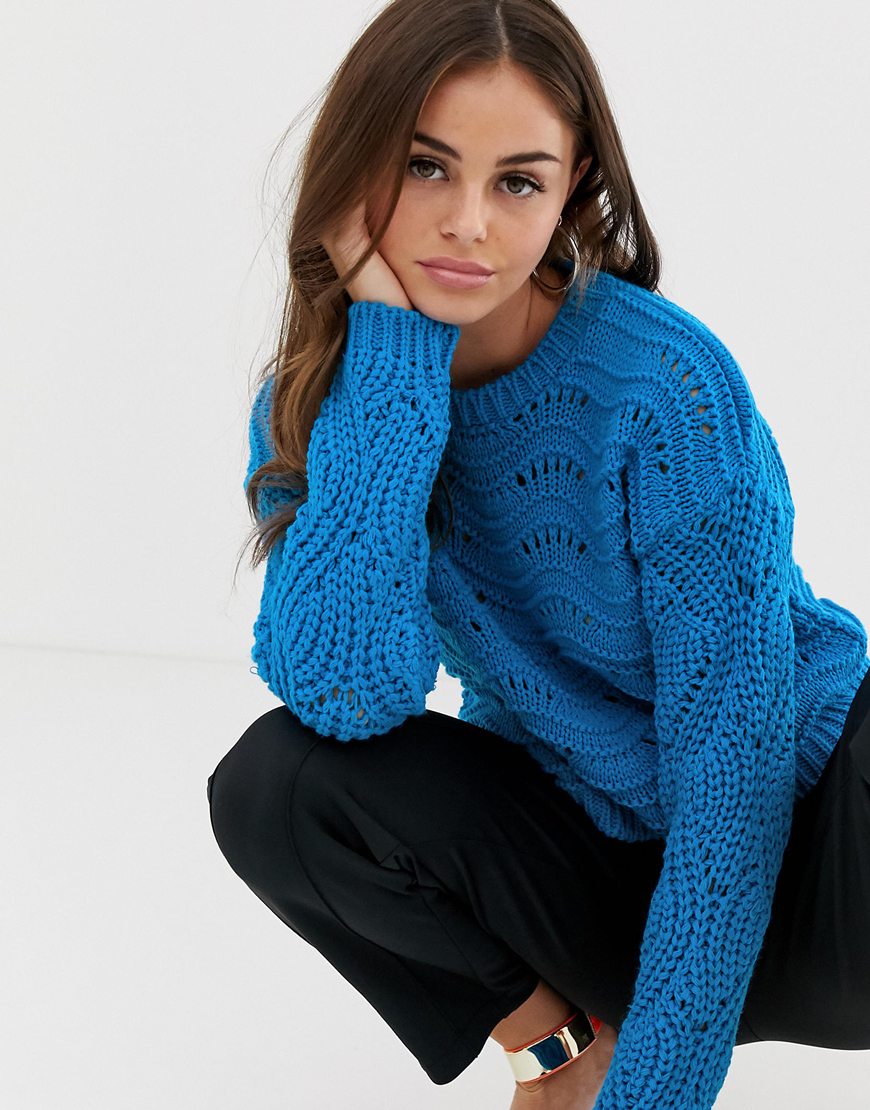Boohoo blue crochet-knit jumper | ASOS Style Feed