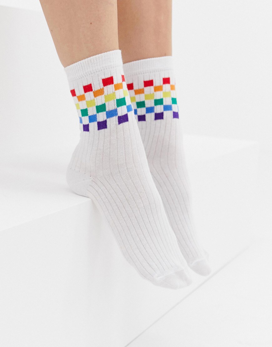 Dr Martens Pride rainbow logo socks | ASOS Style Feed