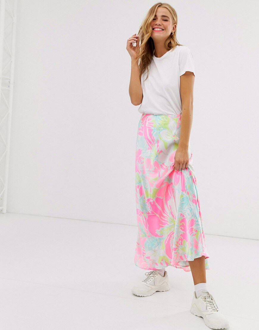 ASOS DESIGN floral bias cut skirt | ASOS Style Feed